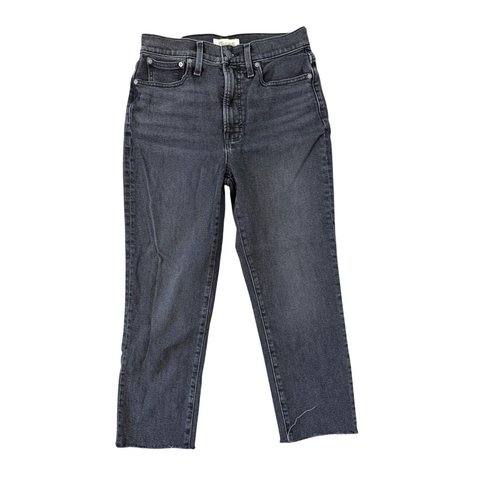 Madewell Perfect Vintage Jeans Lunar Wash Black Raw Hem Size 27 N1325